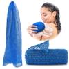 Adeton African Net Sponge, Exfoliating Body Scrubber, Body Exfoliator, Long Net Sponge, 17 Colors, Sapo, Shower Bath Accessories, Back Foot Scalp Scrub, Flat Dead Skin Remover Body Wash (Sky Blue) view 1
