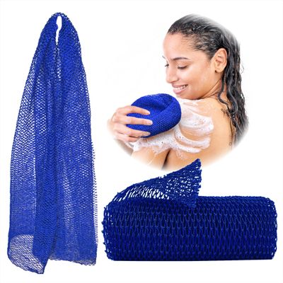Adeton African Exfoliating Net Sponges, Authentic, Real, Body Scrubber, Long Wash Cloth, Body Exfoliator, 17 Colors, Sapo, Shower Accessories, Back Foot Scalp Scrub, Flat Dead Skin Remover (Navy Blue)