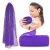 Adeton African Net Cloth, Long Net Sponge, Exfoliating Body Scrubber, Body Exfoliator, 17 Colors, Sapo, Shower Bath Accessories, Back Foot Scalp Scrub, Flat Dead Skin Remover, Body Wash (Purple) view 1