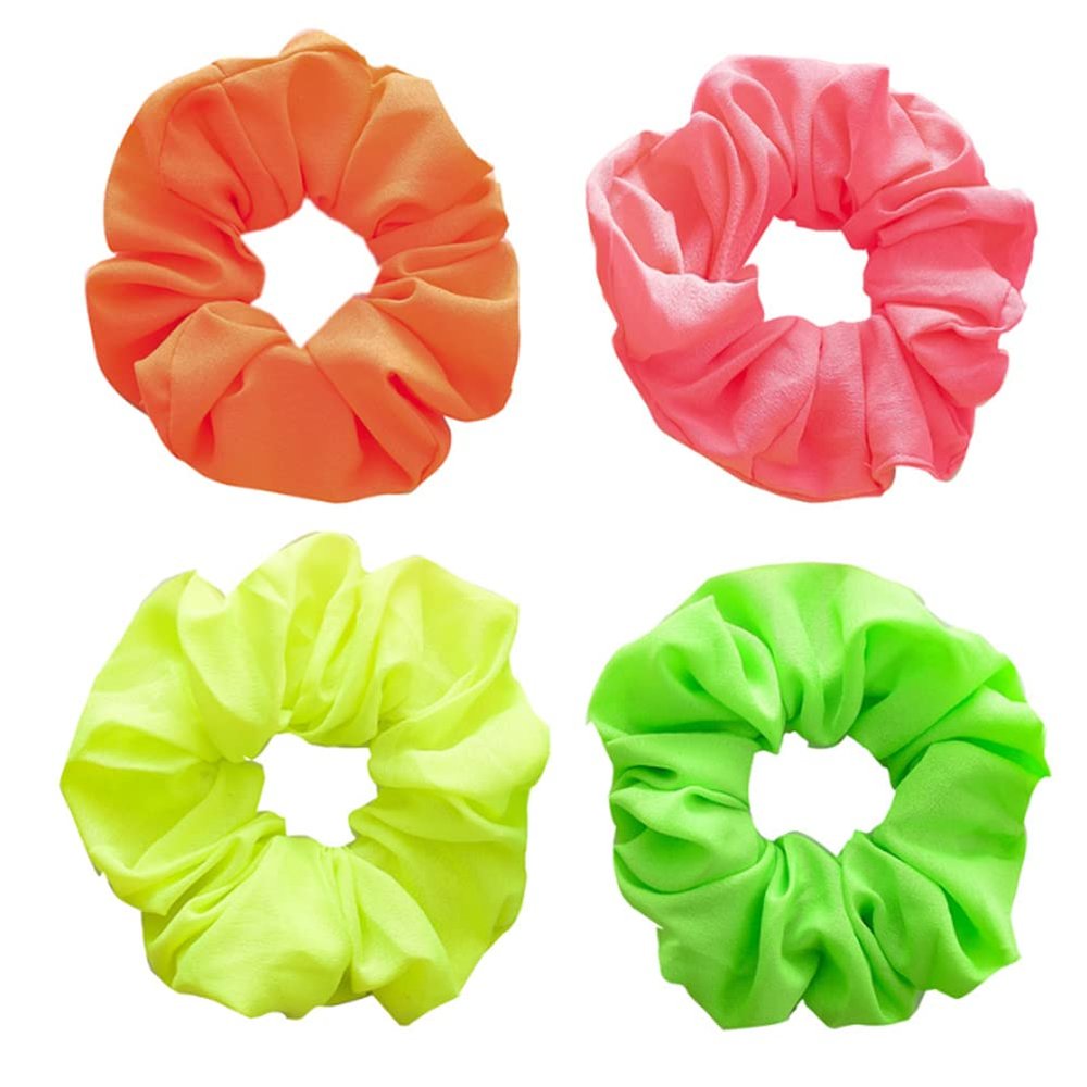 7PCS Bright Neon Hair Scrunchies Premium Soft Elastic Bobbles Hair Ties Hair Bands Ponytail Holders for Girls Women Mixed Colors