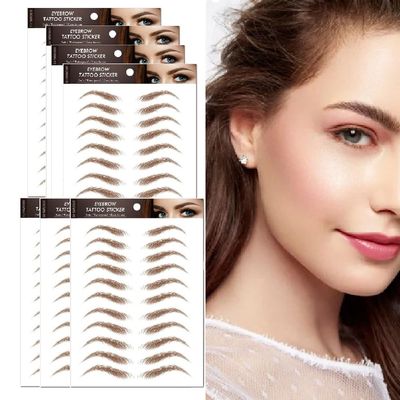 7Sheets Eyebrow Tattoo Stickers 4D Hair-like Waterproof Natural Fake Eyebrow Stickers,Long Lasting Eyebrow Grooming Shaping Perfect for Women and Girls (Brown)