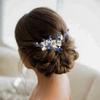 Casdre Crystal Bride Wedding Hair Comb Pearl Bridal Hair Piece Rhinestone Hair Accessories for Women and Girls (D Blue) view 4