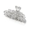 EVER FAITH Fancy Austrian Crystal Hair Claw Jaw Clips Pins, Vintage Flower Leaf Barrette Accessories Clip for Women Clear Silver-Tone view 4