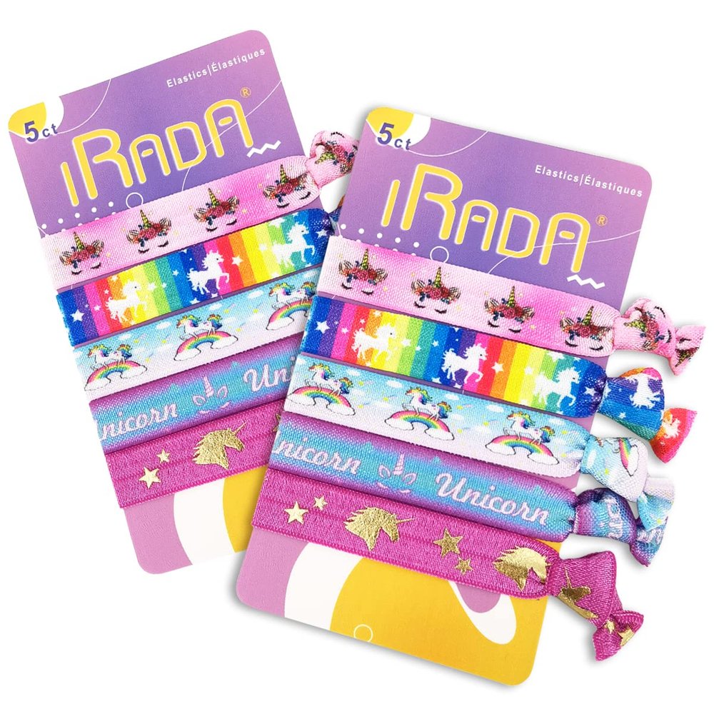 10pcs Elastic Hair Ties for Girls Women Cute Ribbon Ponytail Holders No Damage Knotted Hair Bands-Unicorn Hair Tie
