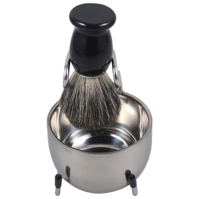 FRCOLOR 1set Men Shaving Kit Hair Brush Foaming Bowl and Stand Complete Beard Grooming Accessory Salon and Home Use