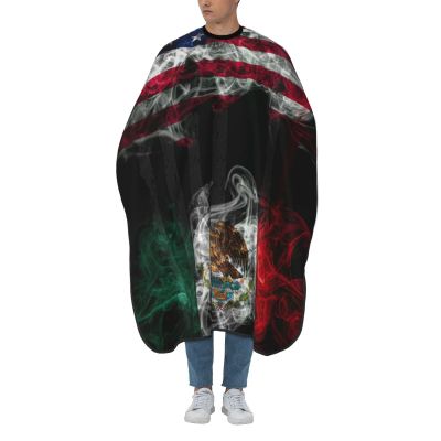 Mexico Mexican American Flag Barber Capeh,Waterproof Polyester Salon Hair Cutting Cape, Haircut Cape with Adjustable Elastic Neckline