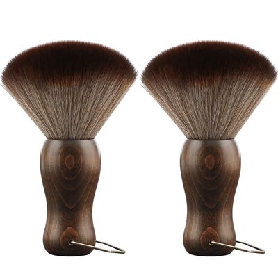 Barber Neck Duster Brush Wood Handle with Hook for Hair Cutting (2pc)