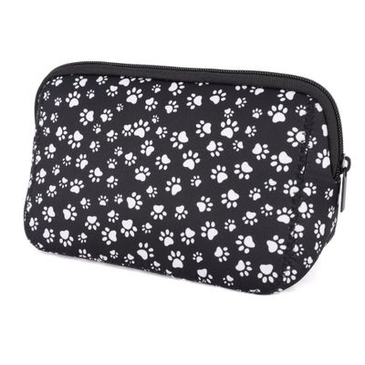 AJLTPA Cosmetic Bag Waterproof Neoprene Zipper Pouch Travel Portable Toiletry Makeup Bags Organizer Case for Women and Girls, Paw Print