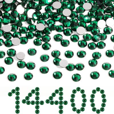 Beadsland Flatback Rhinestones Bulk,14400pcs Green Rhinestones for Nails Crafts Clothes DIY Decoration, Emerald, SS16, 3.8-4.0mm