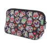 AJLTPA Cosmetic Bag Waterproof Neoprene Zipper Pouch Travel Portable Toiletry Makeup Bags Organizer Case for Women and Girls, Floral Sugar Skull view 1