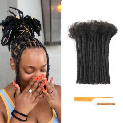 0.6cm Thickness 6 Inch 30 Strands 100% Real Human Hair Dreadlock Extensions for Man/Women Full Hand Handmade Loc Extensions Can Be Dyed and Bleached Soft Dreadlocks with Needle and Comb