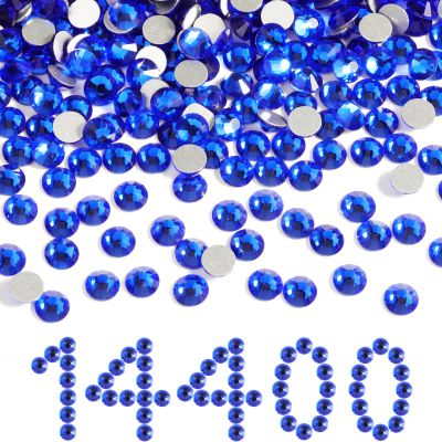Beadsland Flatback Rhinestones Bulk,14400pcs Royal Blue Rhinestones for Nails Crafts Clothes DIY Decoration, Sapphire, SS10, 2.7-2.9mm