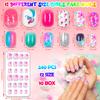 240 Pieces Press on Nails Girls Fake Nails for Kids Artificial Kids Press on Nails Full Cover Short Acrylic Stick On Nails False Nail Tips Kit for Children Little Girls Nail Art Decoration view 2