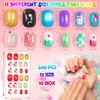 240 Pieces Fake Nails for Kids Girls Artificial Kids Press on Nails Full Cover Short Acrylic Stick On Nails False Nail Tips Kit for Children Little Girls Nail Art Decoration (Gradient Pattern) (Chic) view 2