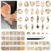 qiipii 3 Boxes Champagne Gold Nail Rhinestones 240 Multi-Shapes Golden Stones Big Gems Round Beads K9 Glass Diamonds Jewels Crystals Nail Art Charms for Nails Face Eyes Makeup Tumblers Bottles Clothes view 1