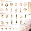 qiipii 3 Boxes Champagne Gold Nail Rhinestones 240 Multi-Shapes Golden Stones Big Gems Round Beads K9 Glass Diamonds Jewels Crystals Nail Art Charms for Nails Face Eyes Makeup Tumblers Bottles Clothes view 3
