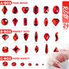 qiipii 3 Boxes Siam Red Nail Rhinestones 240 Multi-Shapes Flatback Ruby Red Big Gems K9 Glass Round Stones Diamonds Jewels Crystals Nail Art Charms for Nails Face Eyes Makeup Crafts Tumblers Clothes view 3