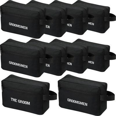 Kacctyen 10 Set Groomsmen Gifts Men Toiletry Bags Men's Travel Shaving Kit Oxford Cloth Travel Bag Toiletry Case Pouch Gifts for Wedding Bachelor Party Favors