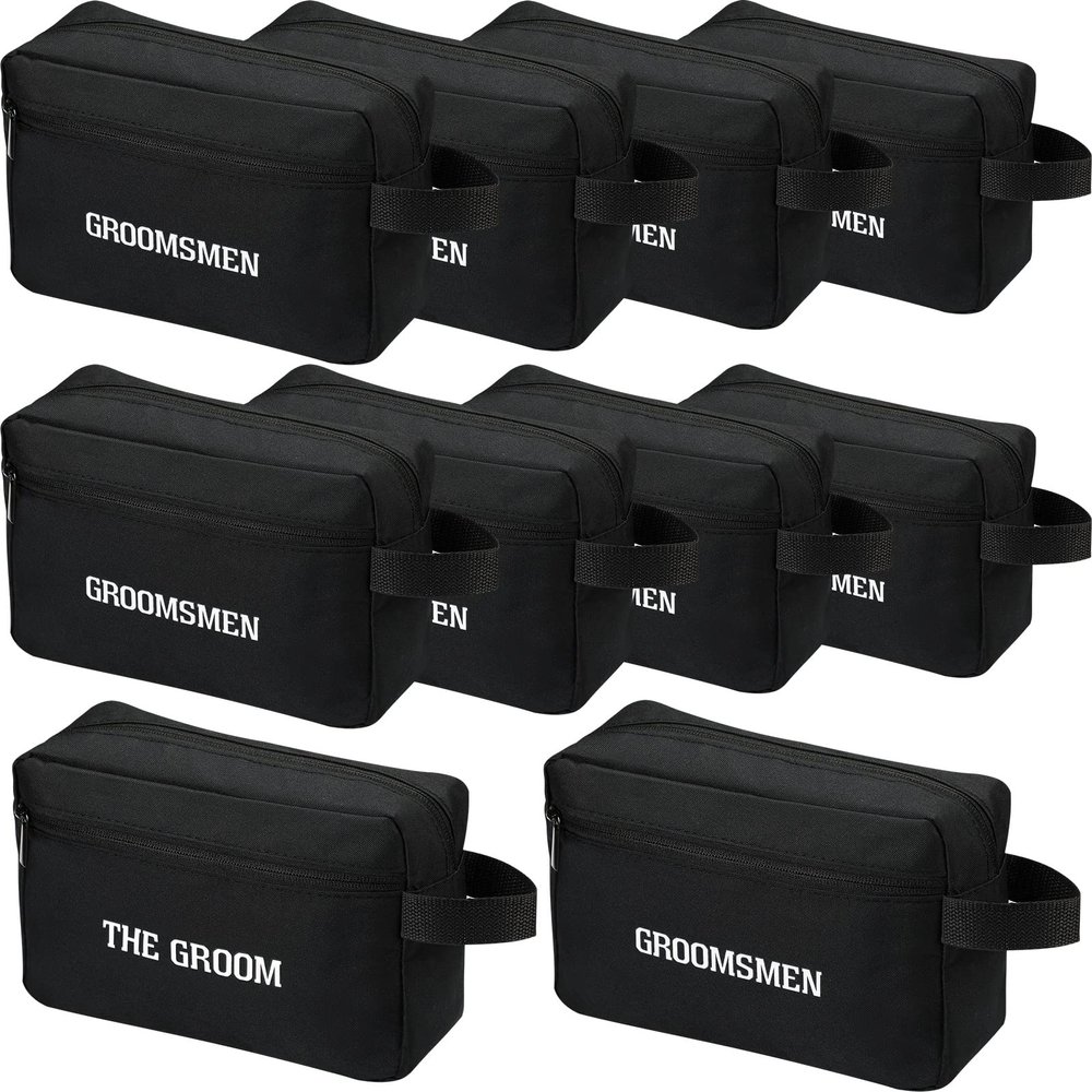 Kacctyen 10 Set Groomsmen Gifts Men Toiletry Bags Men's Travel Shaving Kit Oxford Cloth Travel Bag Toiletry Case Pouch Gifts for Wedding Bachelor Party Favors