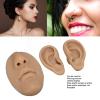 Silicone Ear Nose Model, Piercing Training Model Silicone Ear Model for Beginners, Simulated 3D Nose and Mouth Model, Teaching Tool for Piercing Exercises (Dark Skin Color) view 3