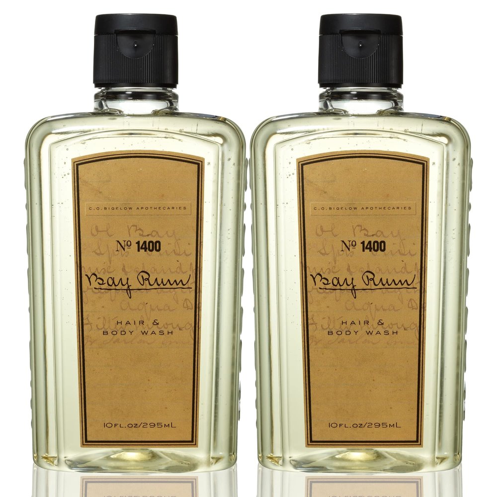 C.O. Bigelow Bay Rum Hair & Body Wash for Men, Pack of 2 Citrus Spice Scented Men's 2 in 1 Shampoo & Body Wash with Aloe Vera, 10 Fl Oz