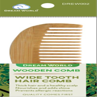 Dream World Wooden Wide Tooth Hair Comb DREW002 (Pack of 3)