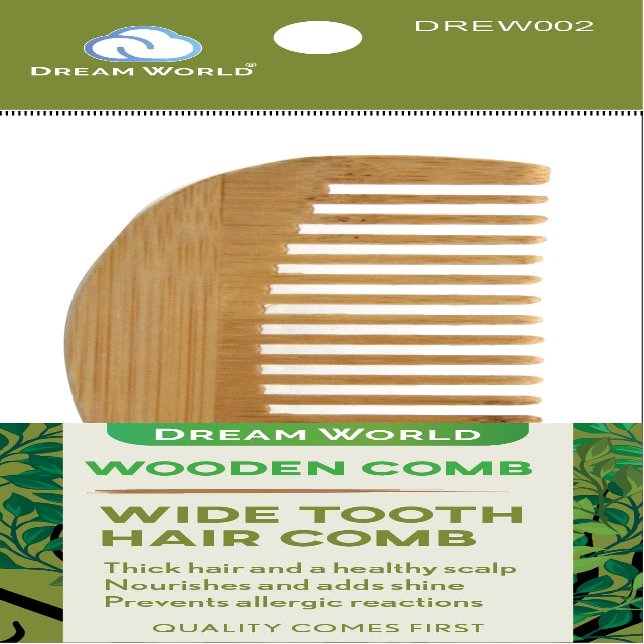 Dream World Wooden Wide Tooth Hair Comb DREW002 (Pack of 3)