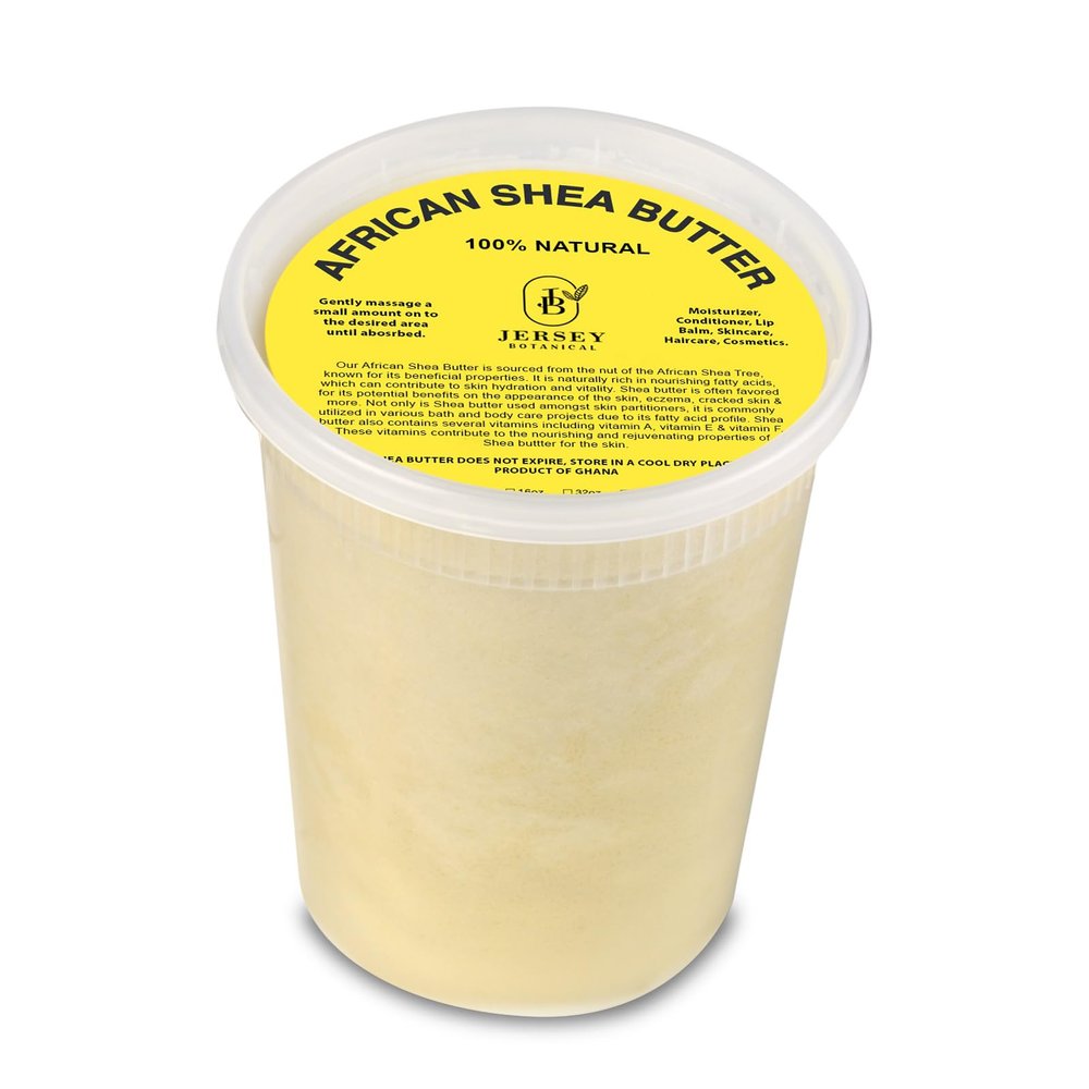 Jersey Botanical African Shea Butter Ivory - 100% Pure and Raw Unrefined - DIY Body, Hair, and Face Treatment - Great for Dry Skin - (32 oz.)
