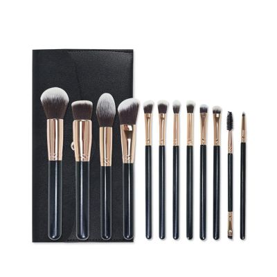 New 12pcs Makeup Brush Set Soft Hair Full Set Black Gold Eye Shadow Nose Shadow Repair Beauty Makeup Tools ( Size : 12PC-C )
