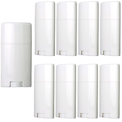 Minsily 10 Pack 75ml White Empty Deodorant Containers 2.5 oz Oval Lip Balm Tubes Plastic Deodorant Container Oval Twist Up Refillable Tubes BPA-Free for DIY Deodorants Lipstick Crayon Chapstick Tubes