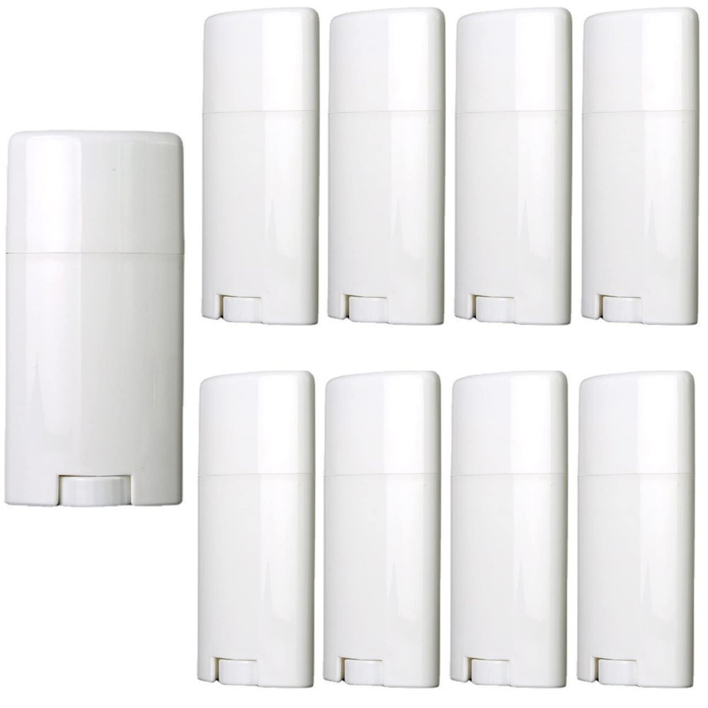 Minsily 10 Pack 75ml White Empty Deodorant Containers 2.5 oz Oval Lip Balm Tubes Plastic Deodorant Container Oval Twist Up Refillable Tubes BPA-Free for DIY Deodorants Lipstick Crayon Chapstick Tubes