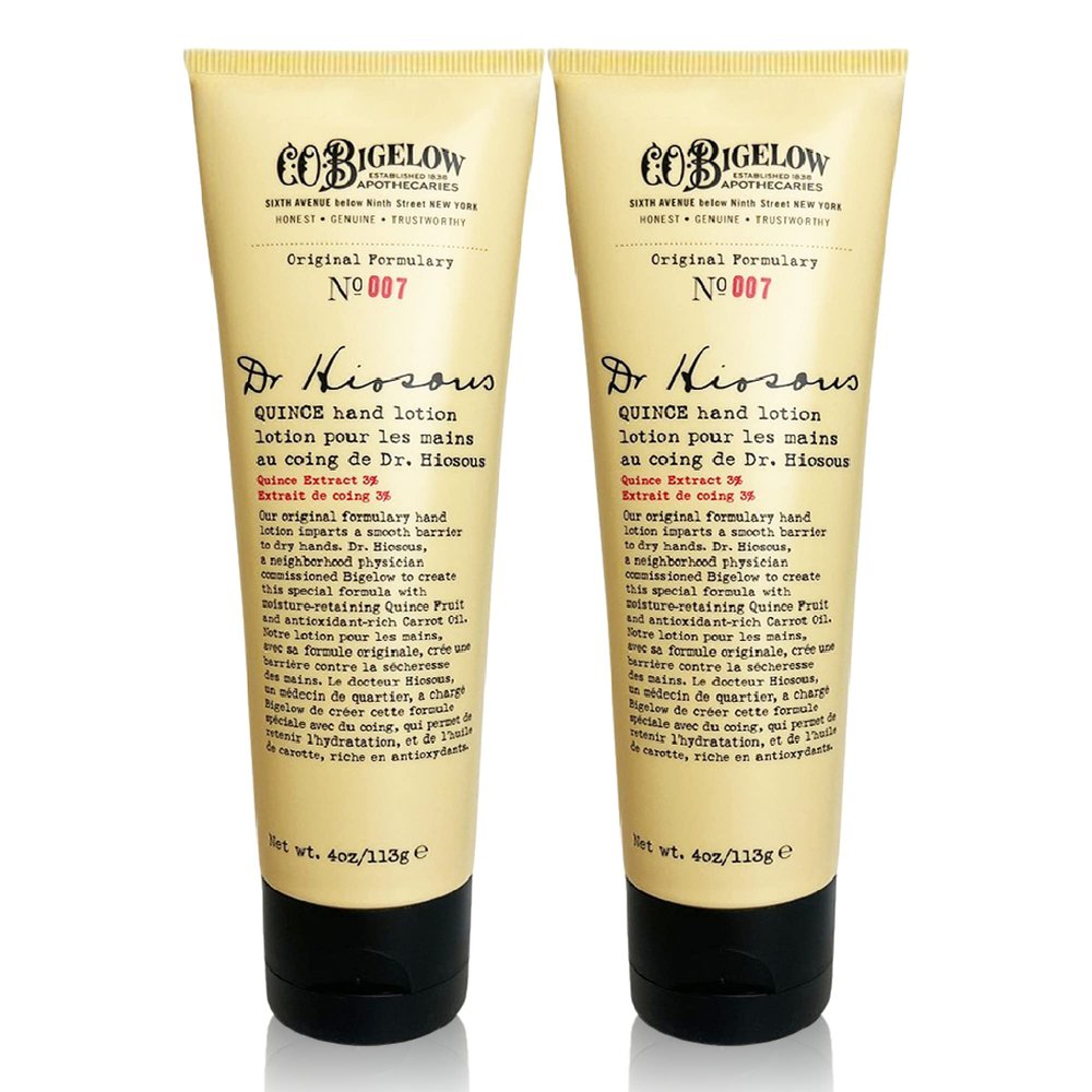 C. O. Bigelow Dr. Hiosous Quince Hand Lotion for Dry Hands, Hand Cream for Women and Men to Soften Dry Cracked Skin, No. 007, 4 fl oz,, Pack of 2