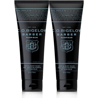 C.O. Bigelow Elixir Blue Hair & Body Wash for Men, Pack of 2 Men's Watery Marine Moisturizing 2 in 1 Shampoo & Body Wash, 8 Fl Oz