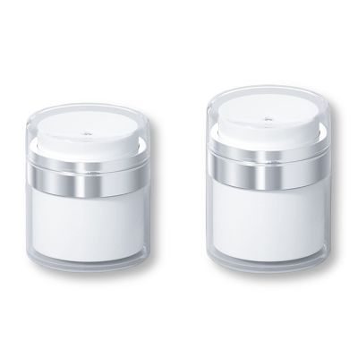 ZHIVIQ Cream Jar Vacuum Bottle, 15/30/50ml Airless Pump Bottles Portable Lotion Dispenser, Makeup Lotions Creams Travel Emulsion Container Push Down Pump Cosmetic Sample Dispenser (50ml+30ml,2Pcs)