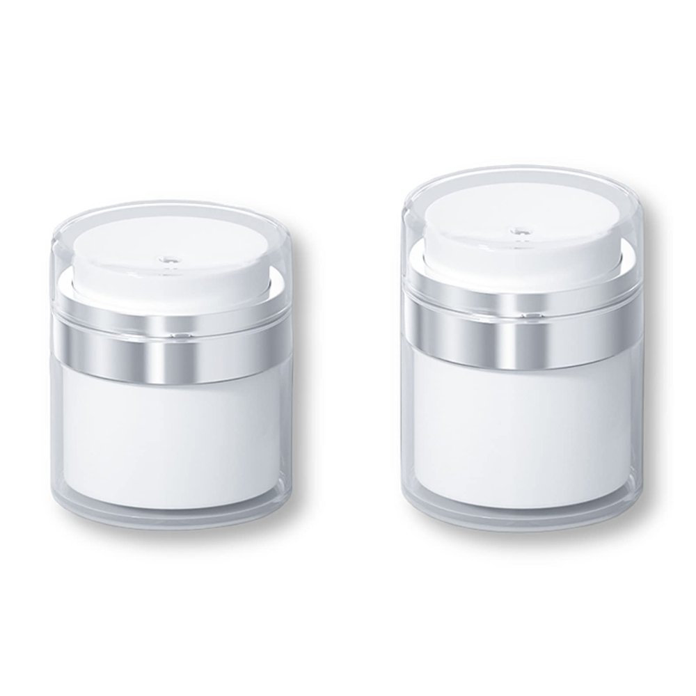 ZHIVIQ Cream Jar Vacuum Bottle, 15/30/50ml Airless Pump Bottles Portable Lotion Dispenser, Makeup Lotions Creams Travel Emulsion Container Push Down Pump Cosmetic Sample Dispenser (50ml+30ml,2Pcs)