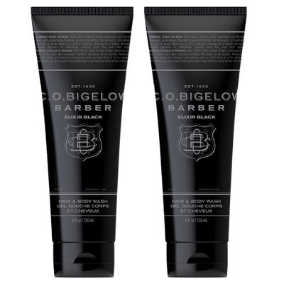 C.O. Bigelow Elixir Black Hair & Body Wash for Men, Pack of 2 Musk & Vanilla Scented Men's 2 in 1 Shampoo & Body Wash, 8 Fl Oz