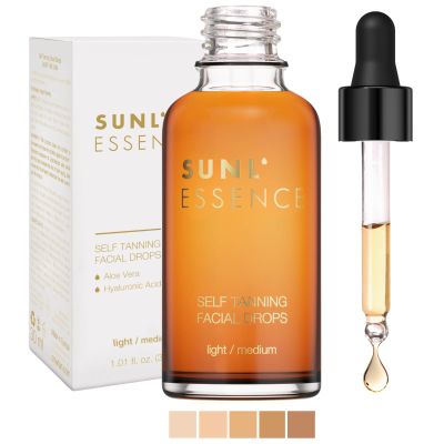 Self Tanning For Face | Easy Mix Facial Tanning Drops for Moisturizer, Moisturizing Cream and Serum | Self Tanning Drops with Aloe Vera & Fruit Extracts | Natural Tan - Light/Medium - 1.01 fl oz