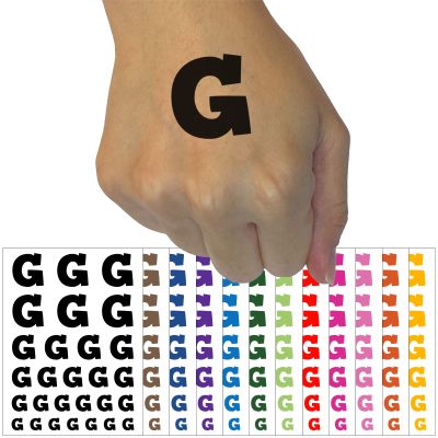 Letter G Uppercase Fun Bold Font Temporary Tattoo Water Resistant Fake Body Art Set Collection - Light Blue (One Sheet)