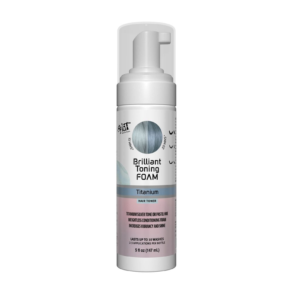Splat Brilliant Toning Foam, Titanium, 5 oz., Hair Toner Lasts Up to 10 Washes, Weightless Conditioning Foam Increases Vibrancy and Shine, Vegan & Cruelty-Free