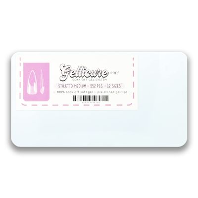 Gellicure Pro Pre-etched Gel-X Nail Tips - Stiletto Medium - 552 pcs 12 sizes