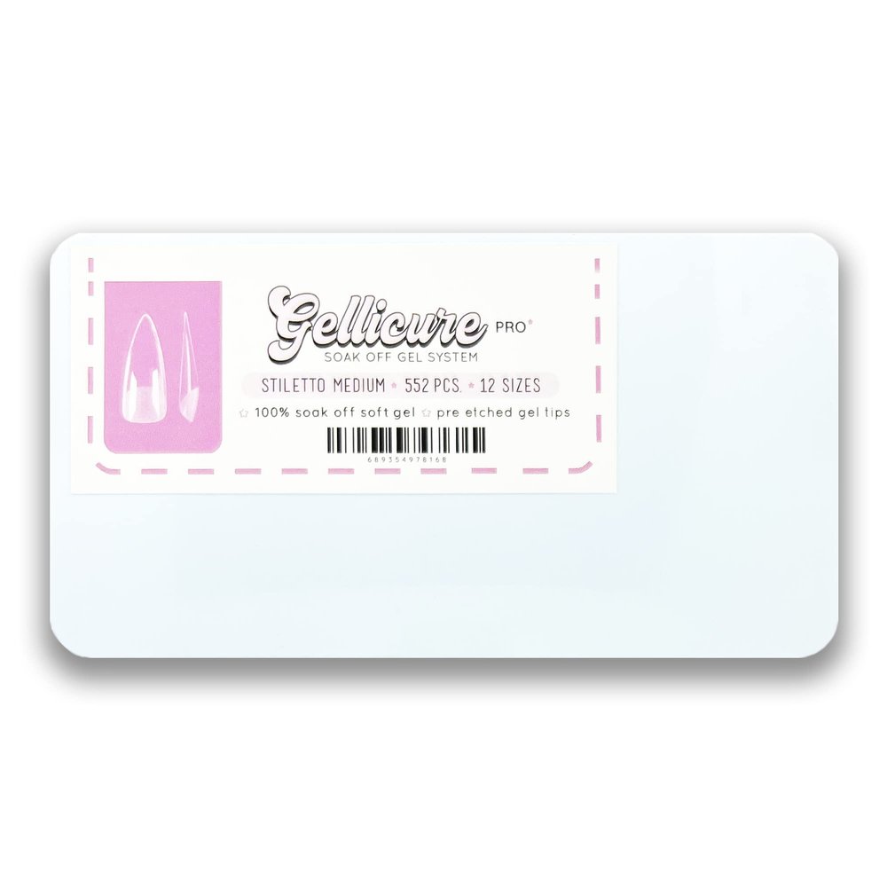 Gellicure Pro Pre-etched Gel-X Nail Tips - Stiletto Medium - 552 pcs 12 sizes