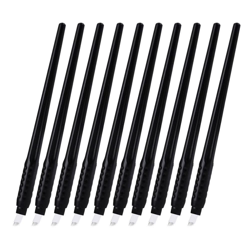 ALIWOD Disposable Manual Microblades Pen,9 Pin,9F,10 Pack, 0.25mm (9 sloped Needles) For Eyebrow Lip Makeup Microblading Supplies (Disposable Pen-9 sloped Needles)