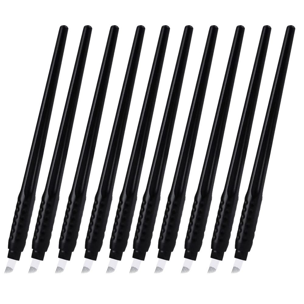 ALIWOD Disposable Manual Microblades Pen,14 Pin,14F,10 Pack, 0.25mm (14 sloped Needles) For Eyebrow Lip Makeup Microblading Supplies (Disposable Pen-14 sloped Needles)