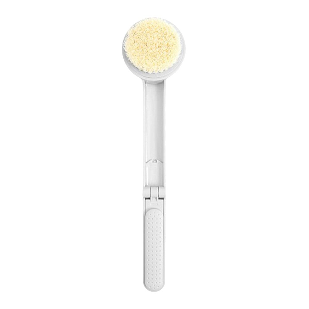 Jojomis Foldable Bath Brush Long Handle Shower Bath Brush Back Cleaning Scrubber Home Travel - White