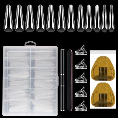 LIONVISON Poly Gel Nail Forms: 120Pcs Coffin Shape Nail Forms for Builder Gel Reusable - 12 Sizes Extension Acrylic Nail Molds Sets - False Nail Tips for Manicure Nail Art Design Salon DIY -StilettoB