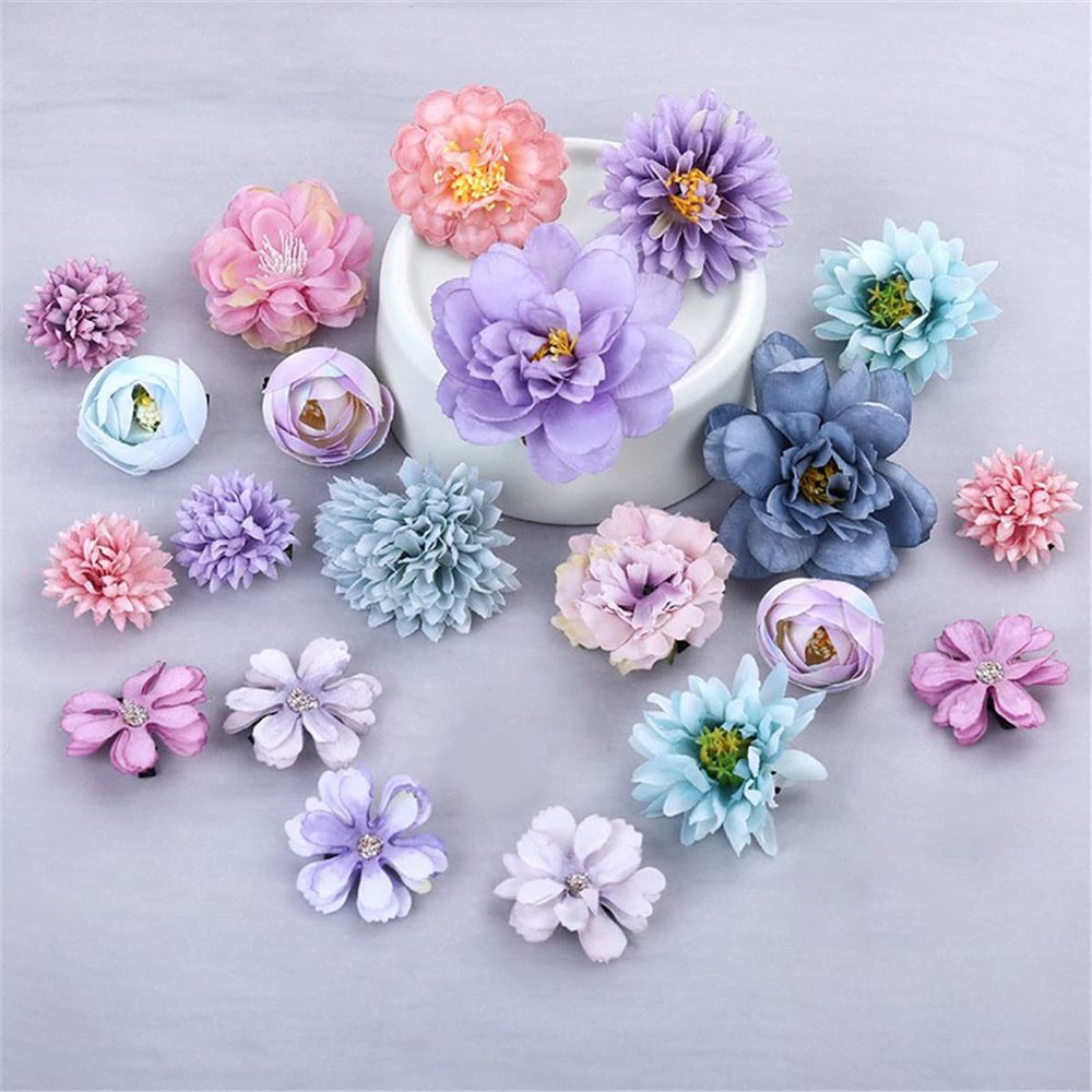 21 Pieces Flower Hair Clip Boho Flowers Hair Pins Barrettes Brooch for Women Girls Bridal Wedding Beach Party hanfu accessories