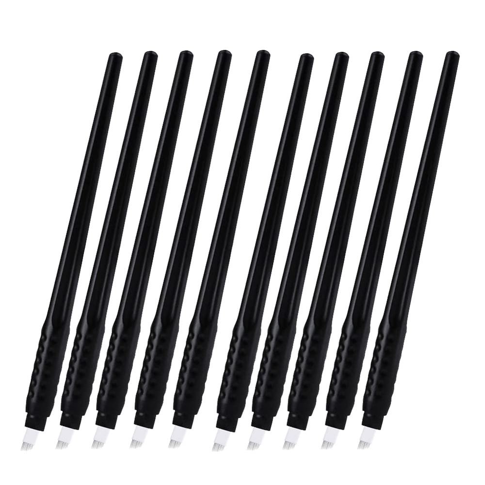 ALIWOD Disposable Manual Microblades Pen,12 Pin,12F,10 Pack, 0.25mm (12 sloped Needles) For Eyebrow Lip Makeup Microblading Supplies (Disposable Pen-12 sloped Needles)