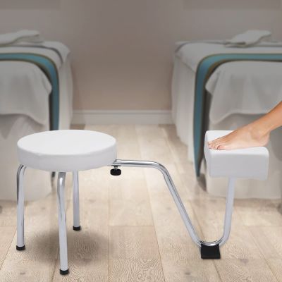 LiFuJunDong Modern Style Salon Spa PedicureStool, Foot Rest Stool Chair Height Length Adjustable, Lightweight Portable Nail Pedicure Stool for Beauty Salon Studio (White)