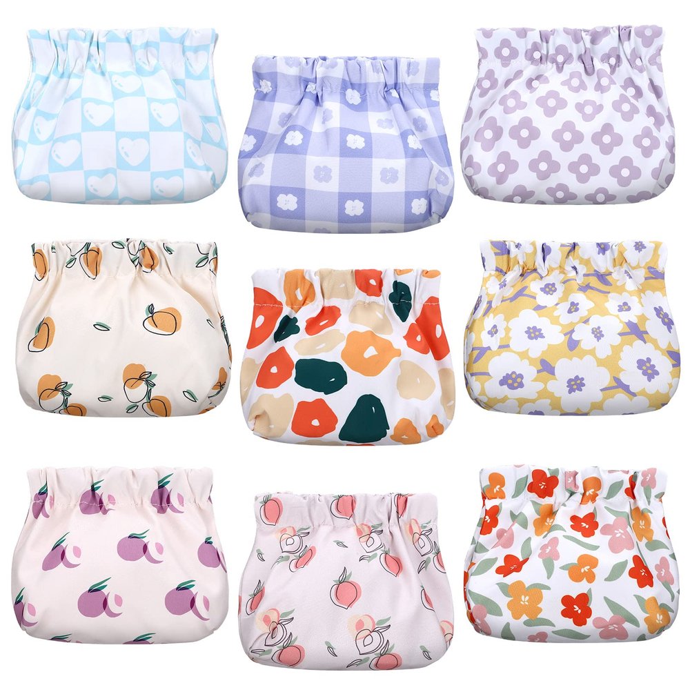 Buryeah 9 Pcs Mini Makeup Bag for Purse Cosmetic Bag Small Pouches Waterproof Travel Lipstick Organizer for Women(4.7 x 5.1 Inch)