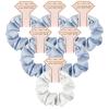 Loanzeg Satin Bridesmaid Scrunchies Bachelorette Hair Ties Set of 6 Bridal Shower No Damage Hairties ideas Gift for Wedding Party Favors Bridesmaid Proposal Gifts (White&Blue) view 1